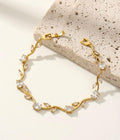 Tulip Vine Bracelet in Crystal White — 18K gold plated stainless steel with clear crystal stones