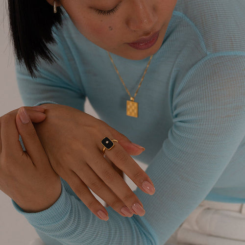 Black Enamel Signet Ring