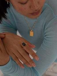 Black Enamel Signet Ring