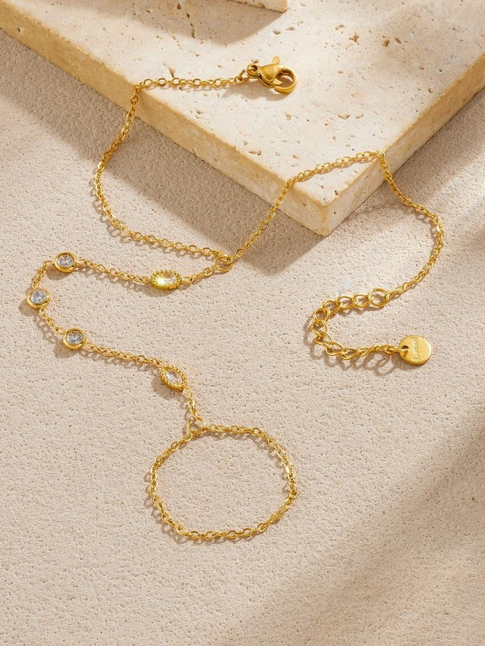 Mixed Bezel Crystal Hand Chain Ringlet