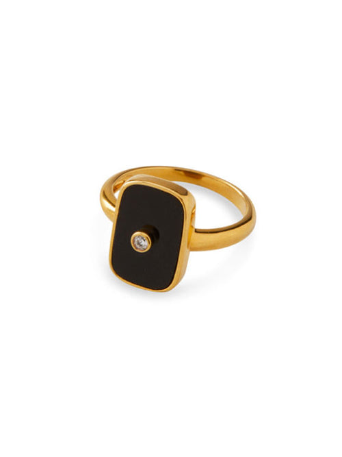 Black Enamel Signet Ring