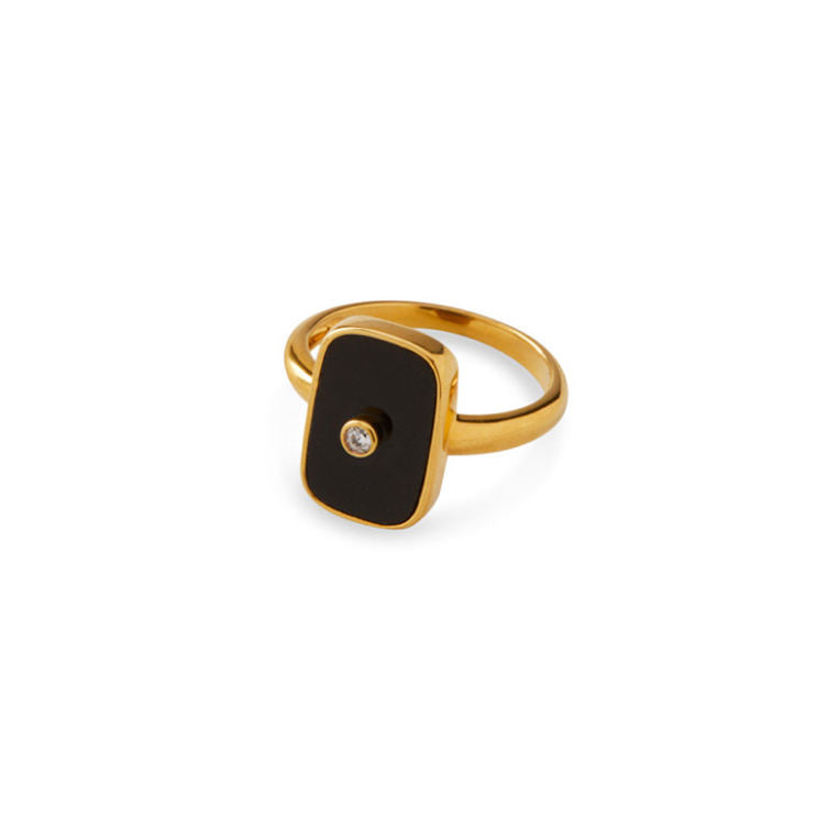Black Enamel Signet Ring
