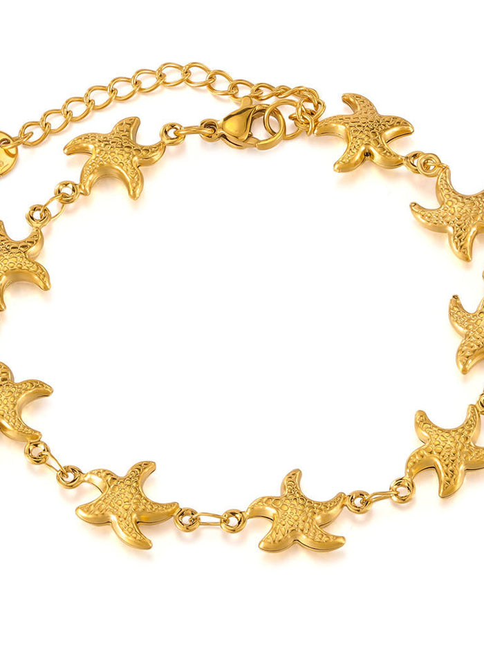 Gold Starfish Link Chain Anklet