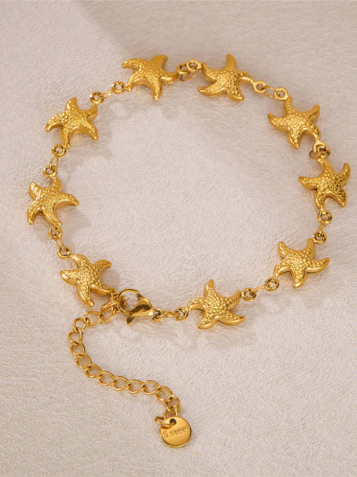 Gold Starfish Link Chain Anklet