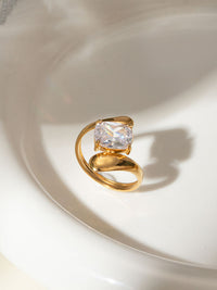 Crystal Solitaire Open Ring