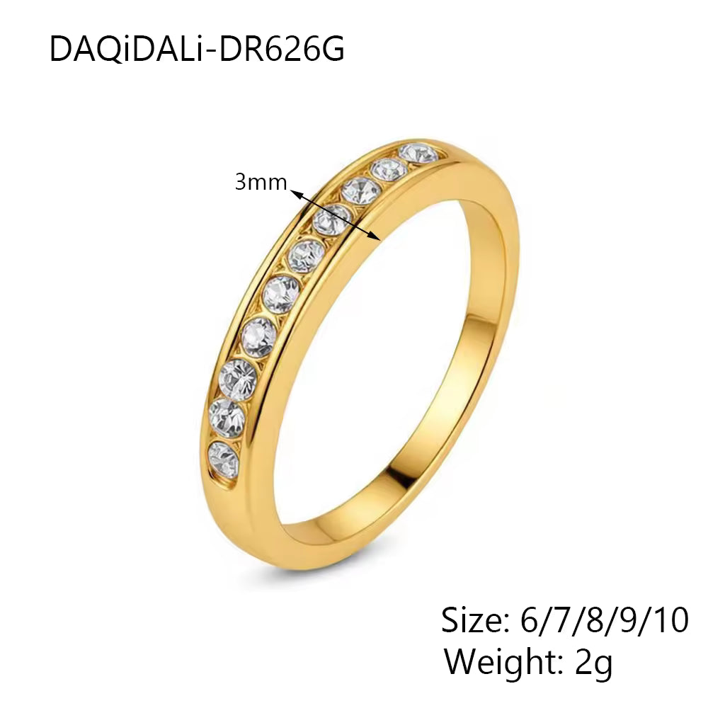 Channel Set Crystal Band Ring
