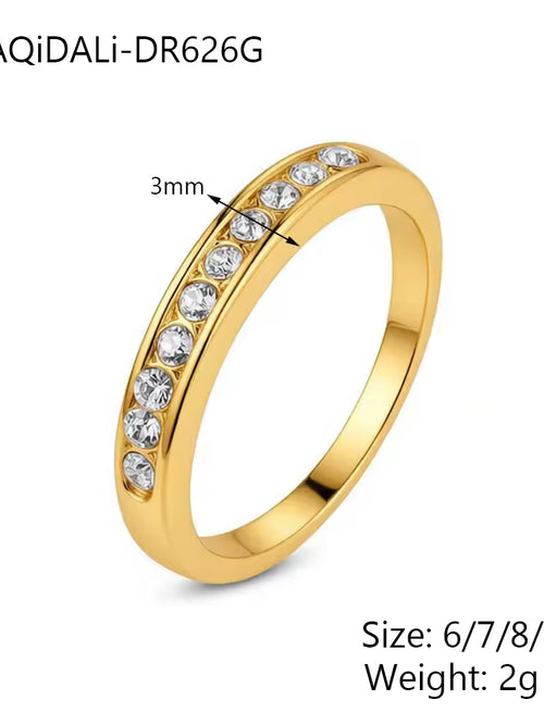 Channel Set Crystal Band Ring