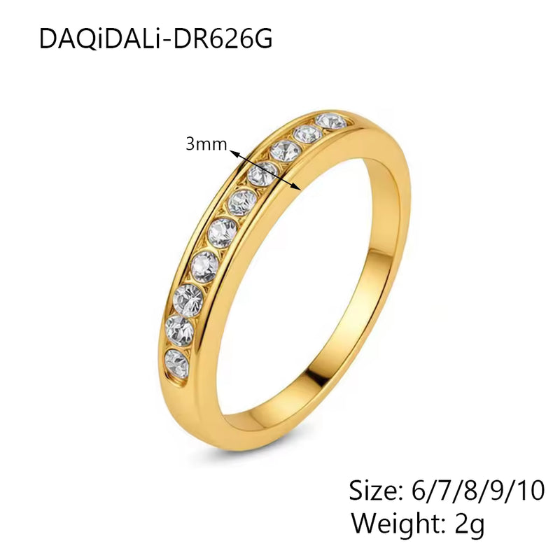 Channel Set Crystal Band Ring