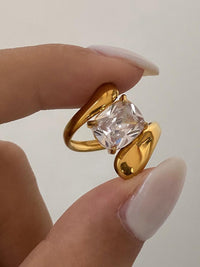 Crystal Solitaire Open Ring