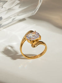 Crystal Solitaire Open Ring