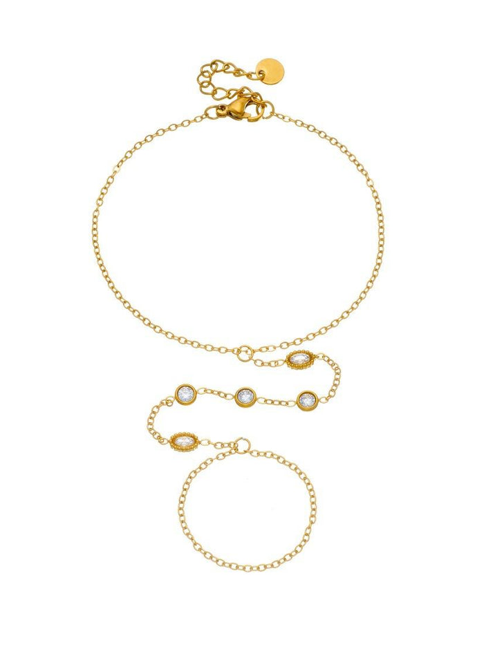Mixed Bezel Crystal Hand Chain Ringlet