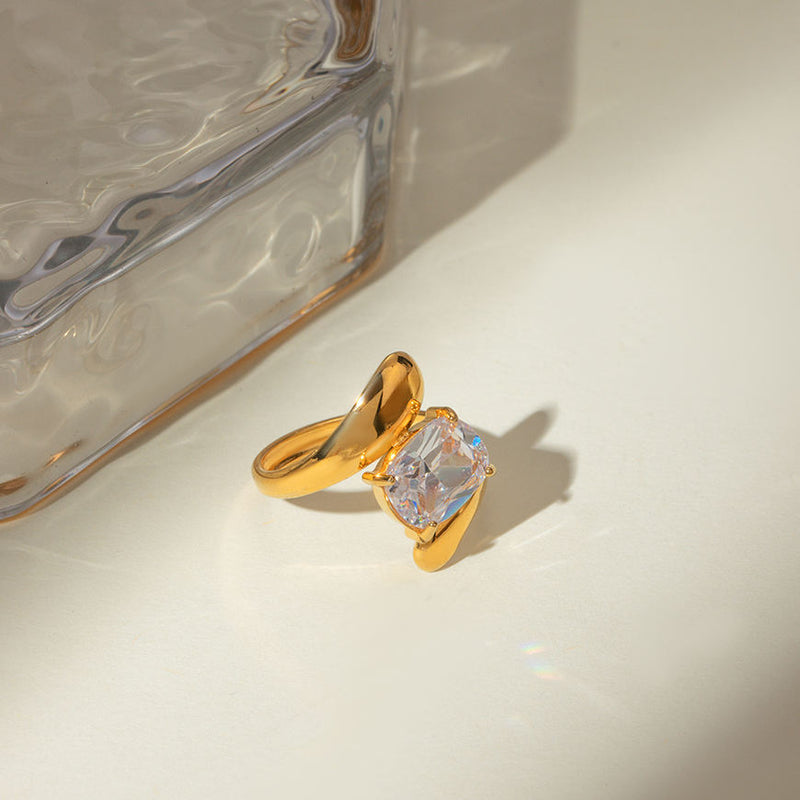 Crystal Solitaire Open Ring