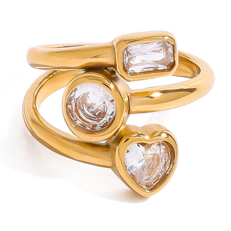 Triple Stone Open Ring