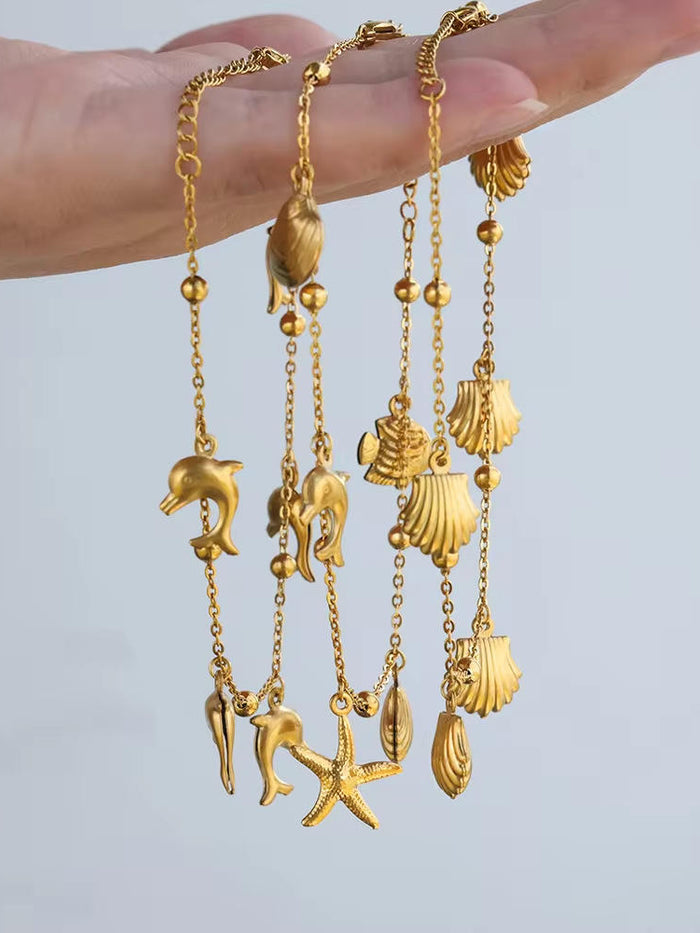 Gold Ocean Charm Bracelet