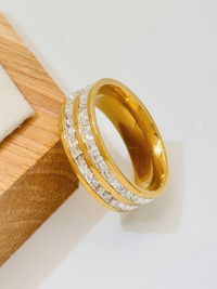 Double Row Crystal Band Ring