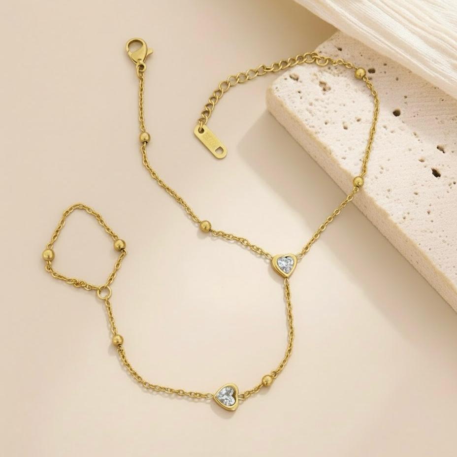 TWO HEART CRYSTAL RINGLET