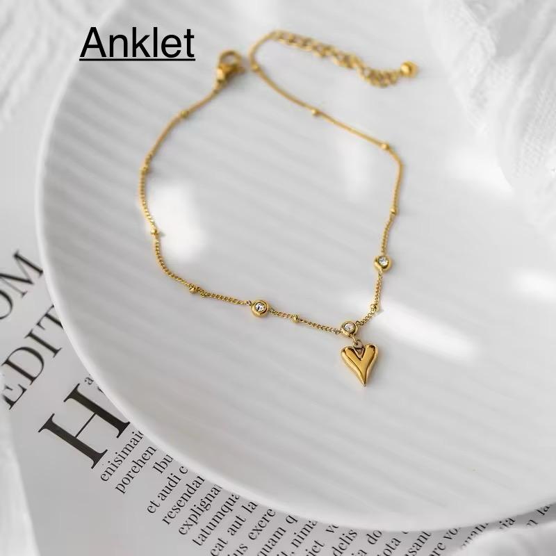 HEART ANKLET WITH DOTED CHAIN