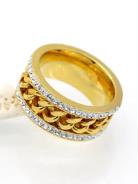 Chain Spinner Crystal Ring
