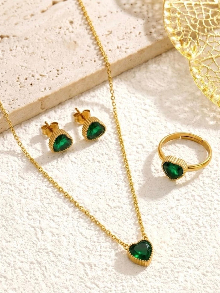 Crystal Heart Jewelry Set