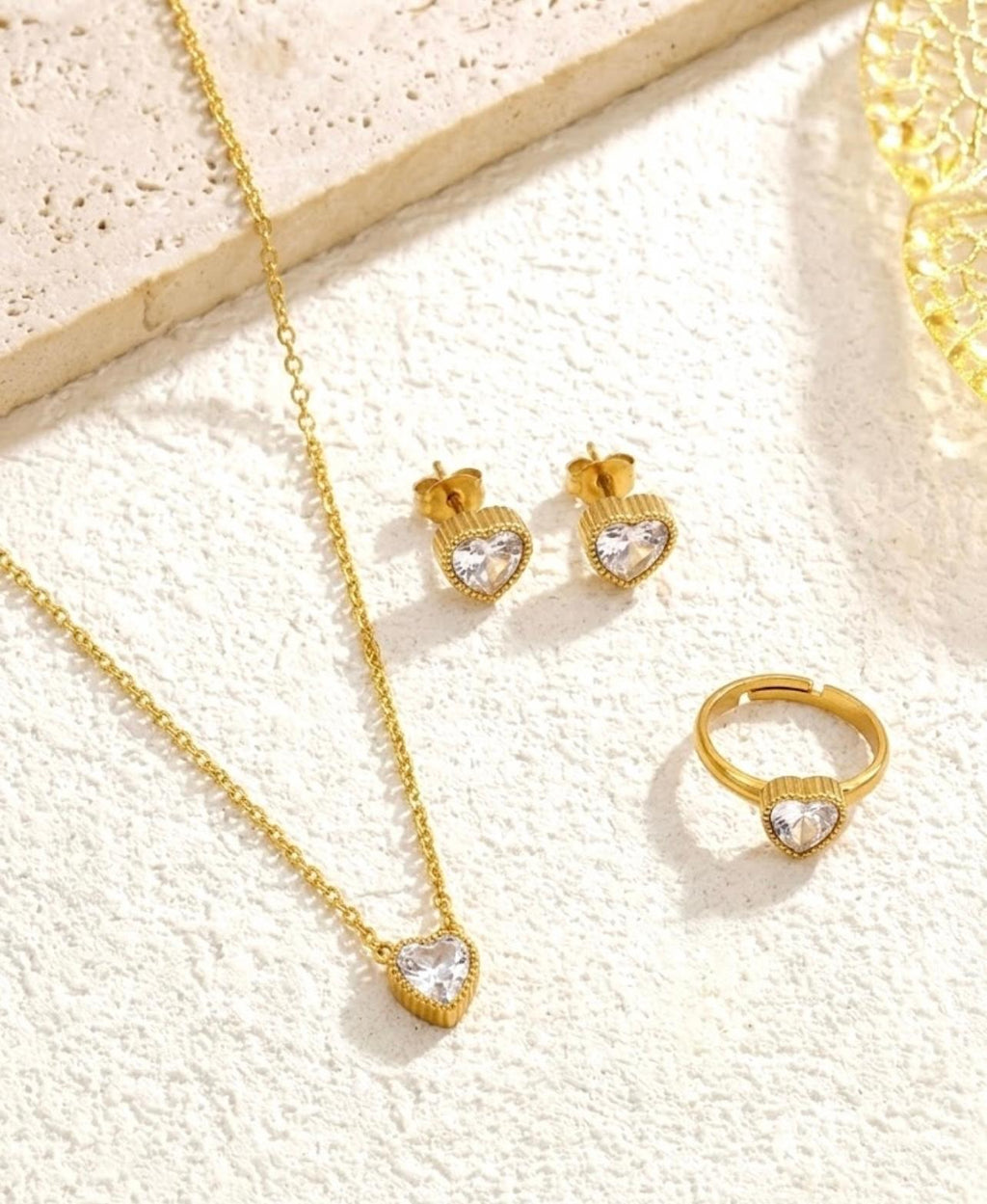 Crystal Heart Jewelry Set - Crystal White