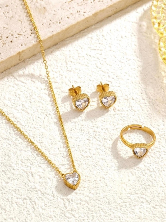 Crystal Heart Jewelry Set