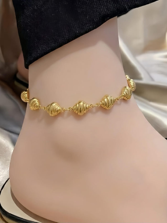 Gold Twisted Bead Anklet