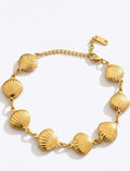 Gold Seashell Chain Anklet - On Ankle