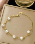 Floating Pearl Chain Bracelet - 18K Gold Plated