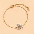 Crystal Flower Charm Satellite Chain Bracelet Gold
