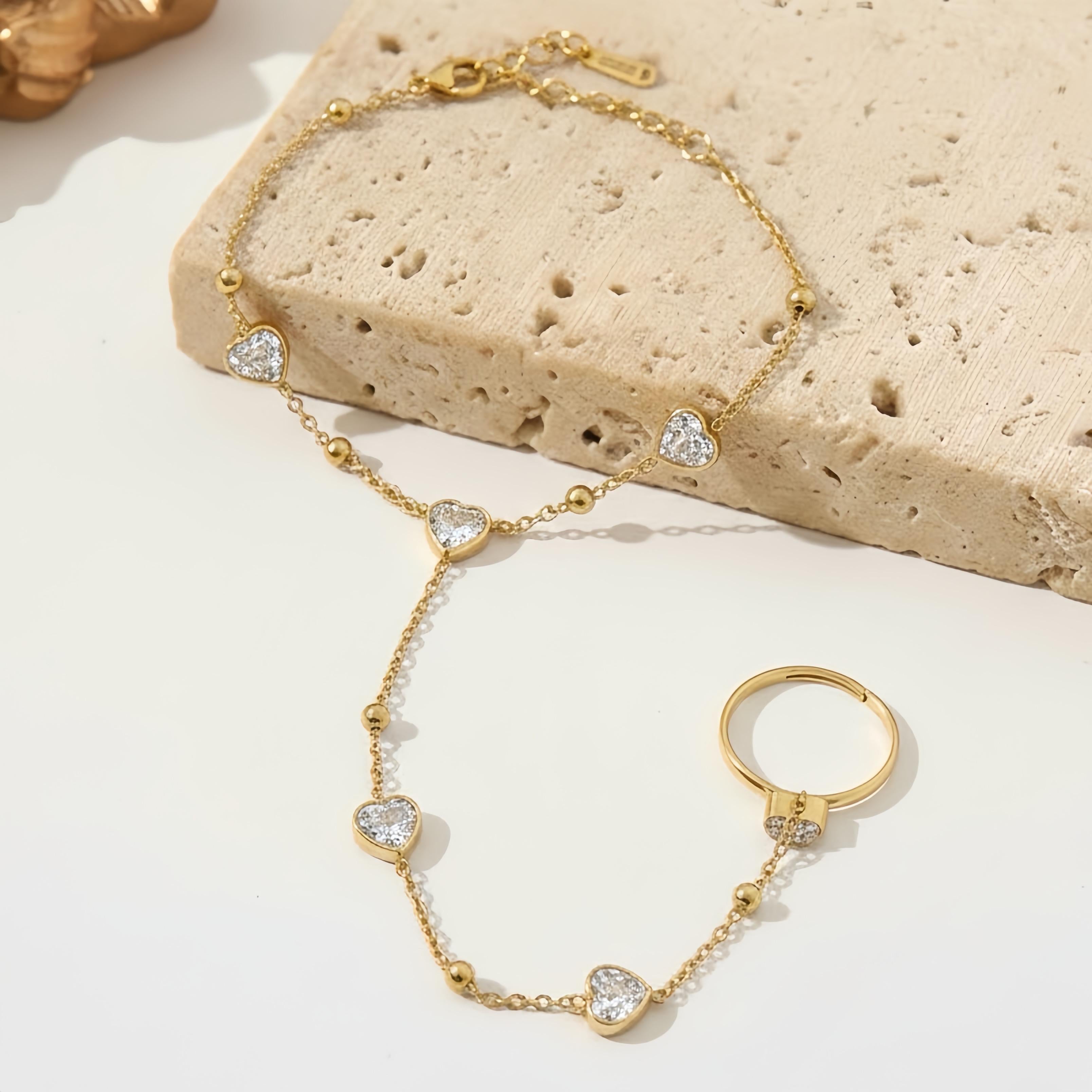 Heart Crystal Hand Chain Ringlet - Crystal White