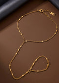 Gold Textured Disc Station Hand Chain Ringlet
