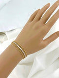 Triple Layer Crystal Tennis & Bead Chain Bracelet Gold