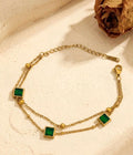 Double Layer Square Crystal Station Bracelet - Crystal White