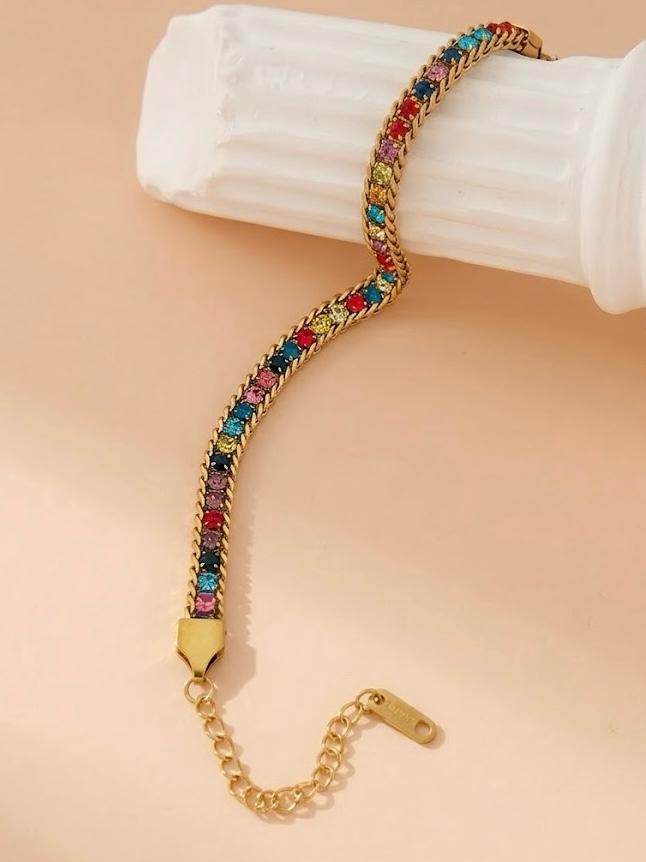 Crystal Tennis Chain Bracelet - Red