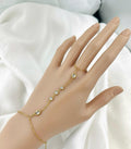 Mixed Oval Round Bezel Crystal Hand Chain Ringlet Gold