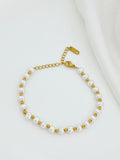Pearl & Gold Bead Bracelet - 18K Gold Plated