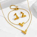 Chunky Gold V Set - Earrings Necklace Bracelet