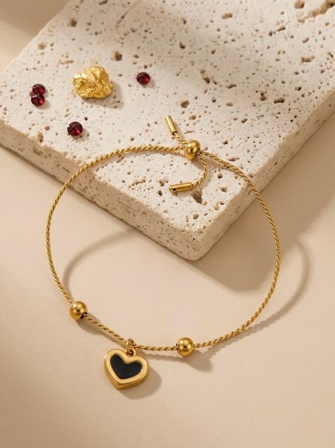 Enamel Heart Pendant Necklace White Pearl closeup
