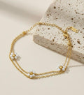 Double Layer Pearl Flower Cluster Station Bracelet Gold