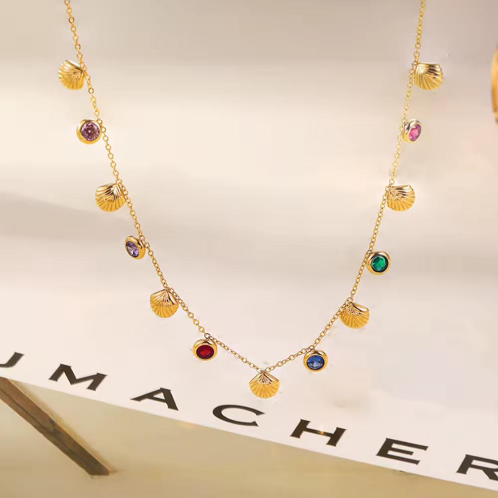 Rainbow Shell & Crystal Charm Necklace - Product Shot