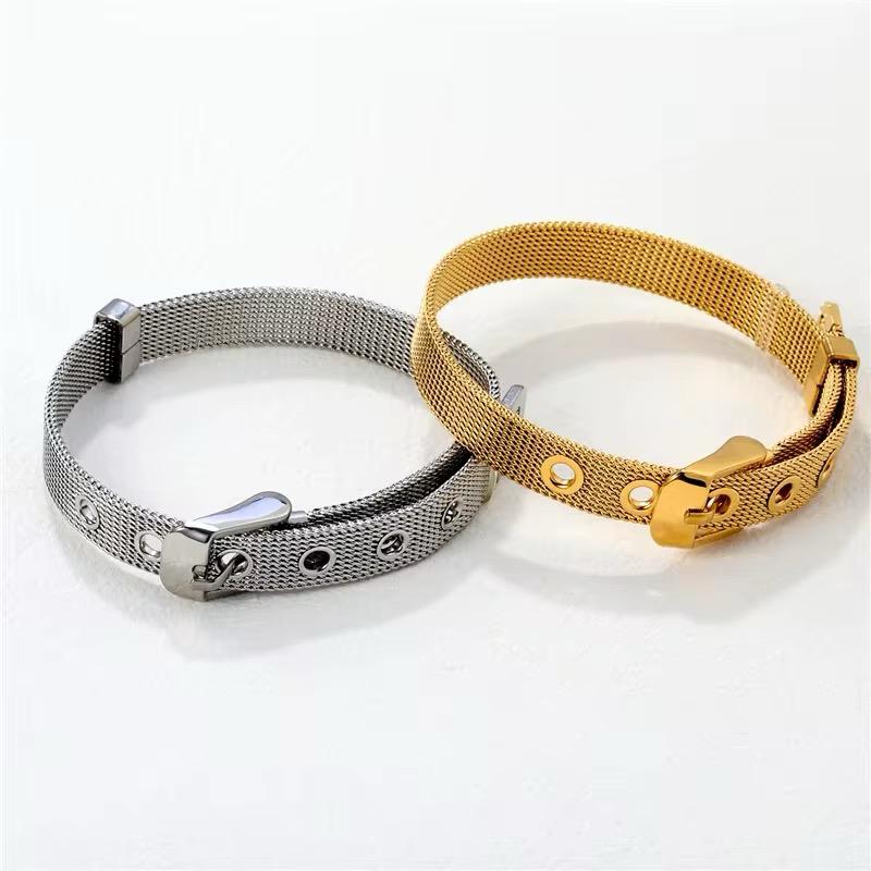 Mesh Belt Buckle Bracelet - Gold