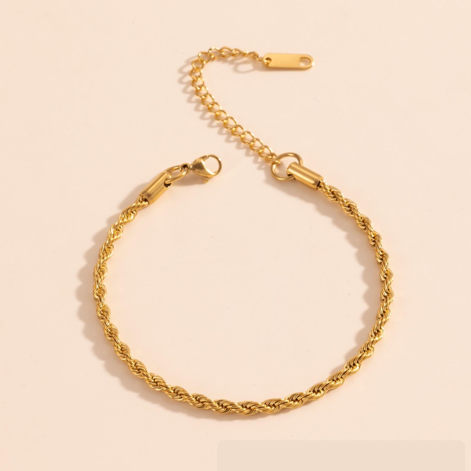Gold Twisted Rope Chain Set - Necklace and Bracelet