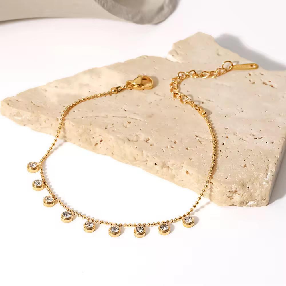 Dangling Crystal Charm Bead Chain Necklace - Full View