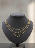 Triple Layer Gold Bead Station Necklace