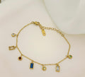 Multicolour Mixed Shape Crystal Charm Bracelet Gold