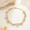 Moonstone Chip Double Chain Bracelet - Lifestyle