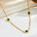 Triple Square Crystal Station Necklace - Crystal White