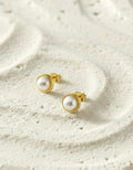 Pearl Bezel Stud Earrings