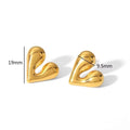 Chunky Bold Heart Stud Earrings — 18K gold plated stainless steel, 19mm