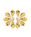 Pearl Bloom Flower Stud Earrings - 18K Gold Plated